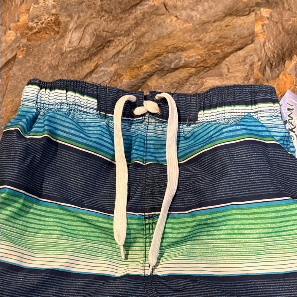 NWT Striped Blue and Green Swim Shorts youth size medium (10/12) - Picture 7 of 16